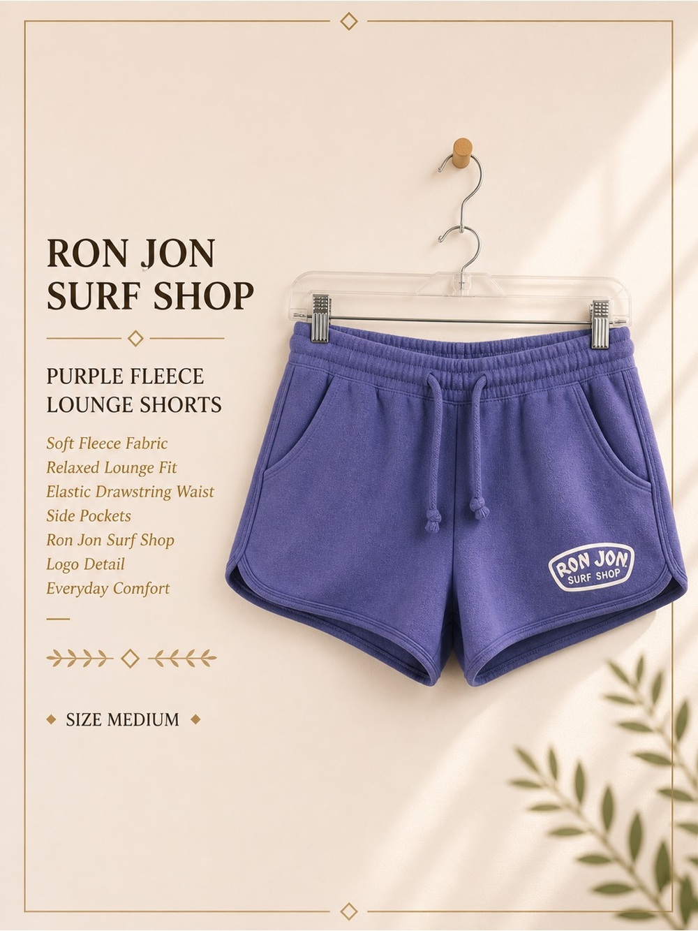 Ron Jon Surf Shop Purple Fleece Lounge Shorts